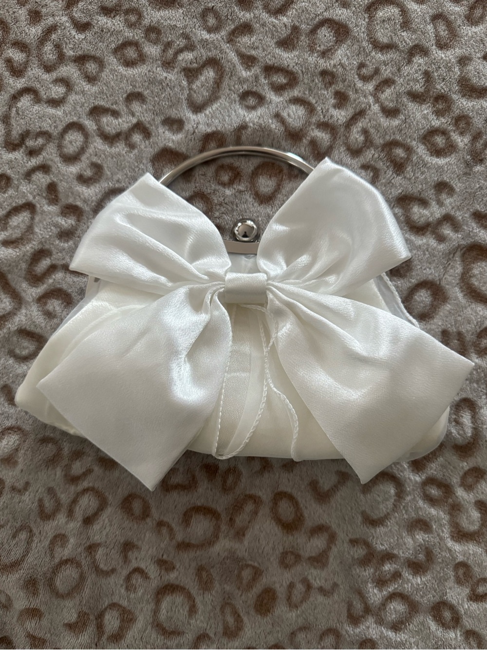White Satin Bow Clutch